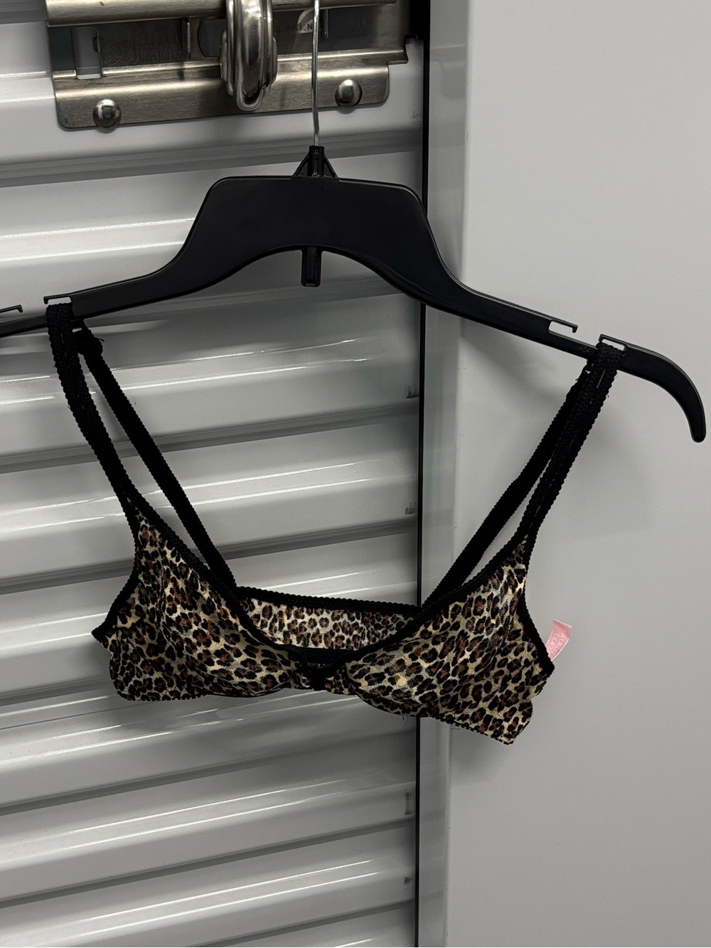 Victoria’s Secret Leopard Print Wire Bralette - Black Trim Front Closure 34B
